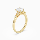 Heart Pear Scroll Side Stone in 18K Yellow Gold angled