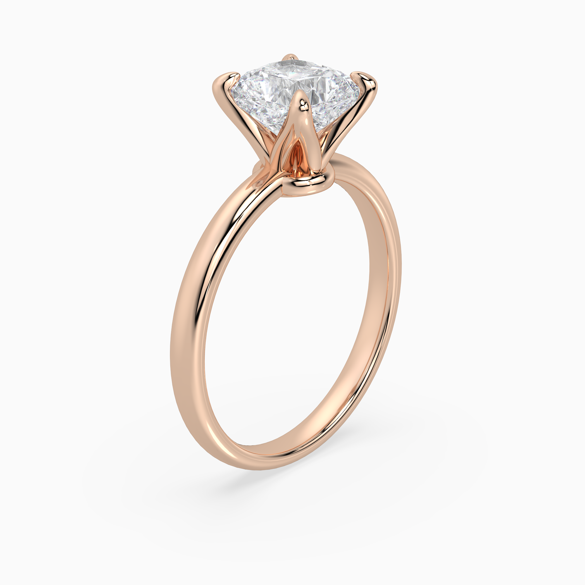 Cushion Petite Classic Solitaire in 14K Rose Gold angled