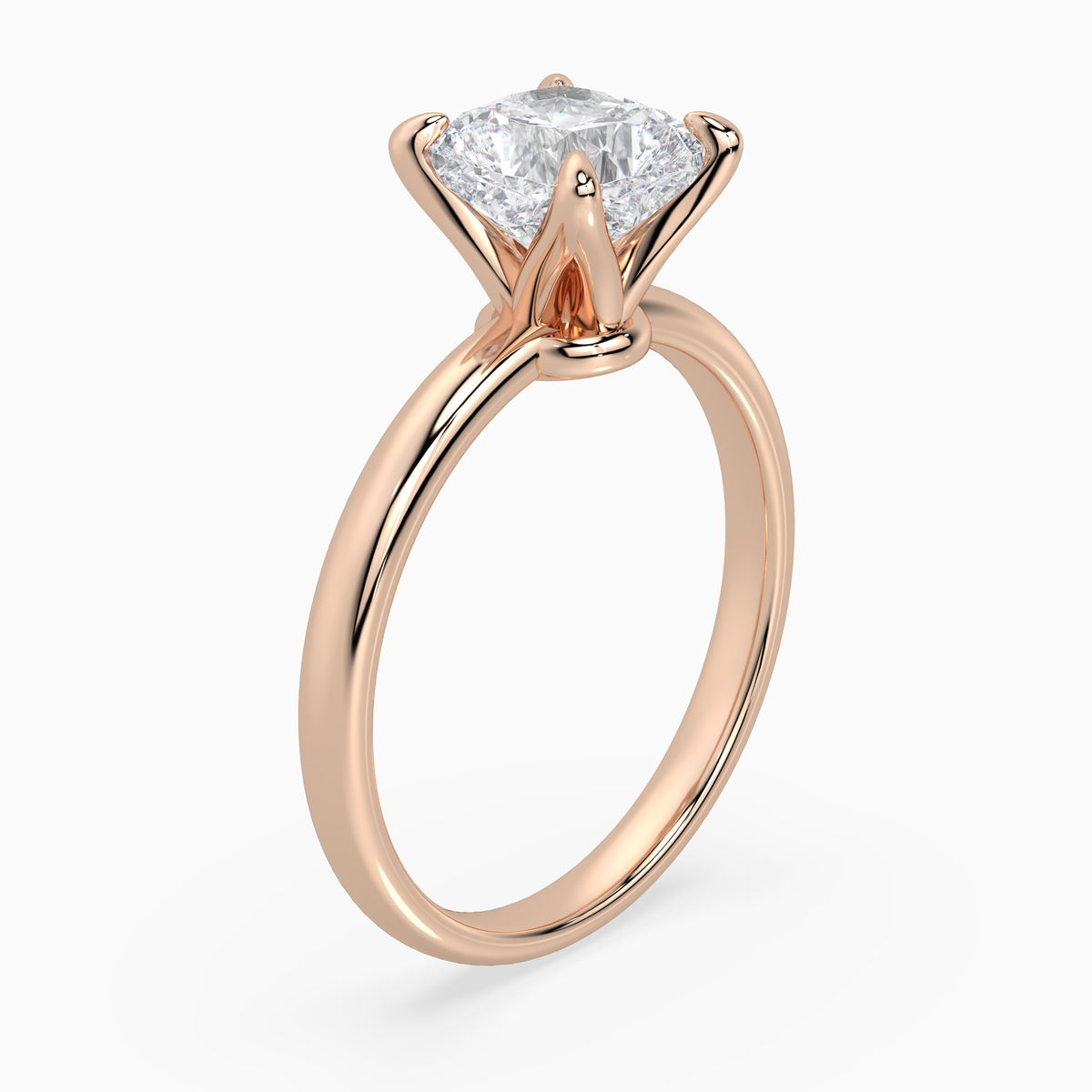 Cushion Petite Classic Solitaire in 14K Rose Gold angled