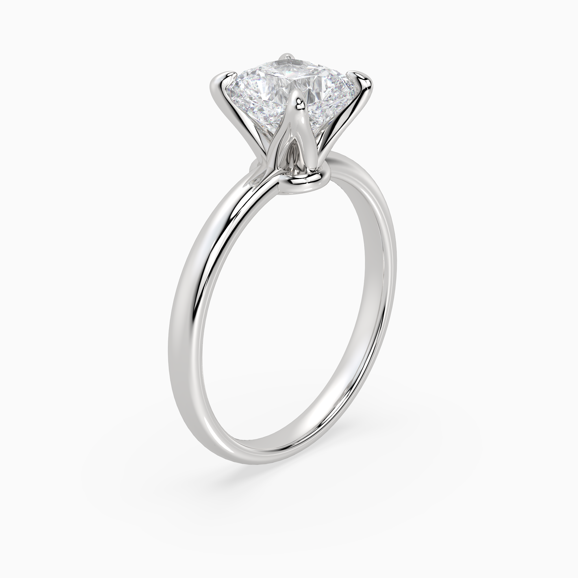 Cushion Petite Classic Solitaire in 14K White Gold angled