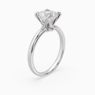 Cushion Petite Classic Solitaire in 18K White Gold angled