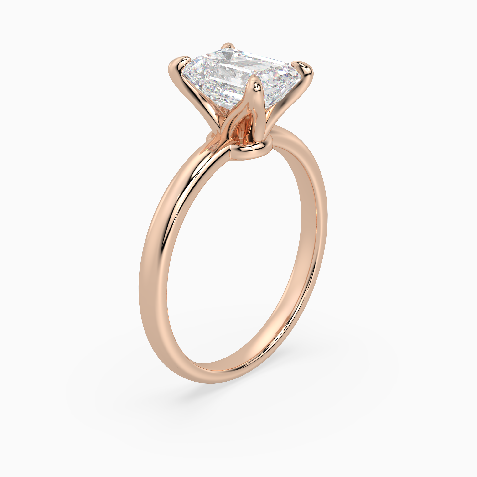 Emerald Petite Classic Solitaire in 14K Rose Gold angled