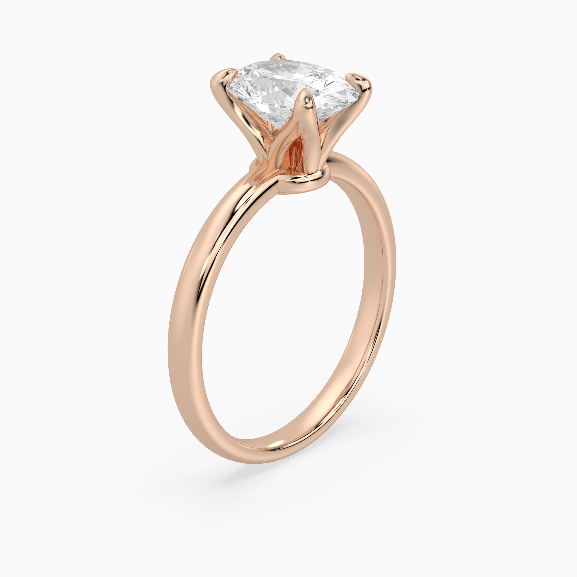 Oval Petite Classic Solitaire in 14K Rose Gold angled