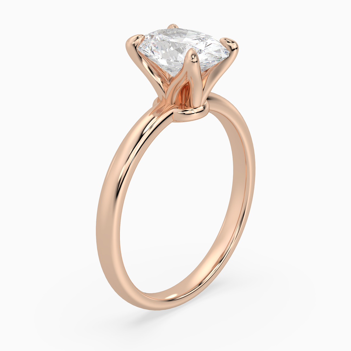 Oval Petite Classic Solitaire in 14K Rose Gold angled