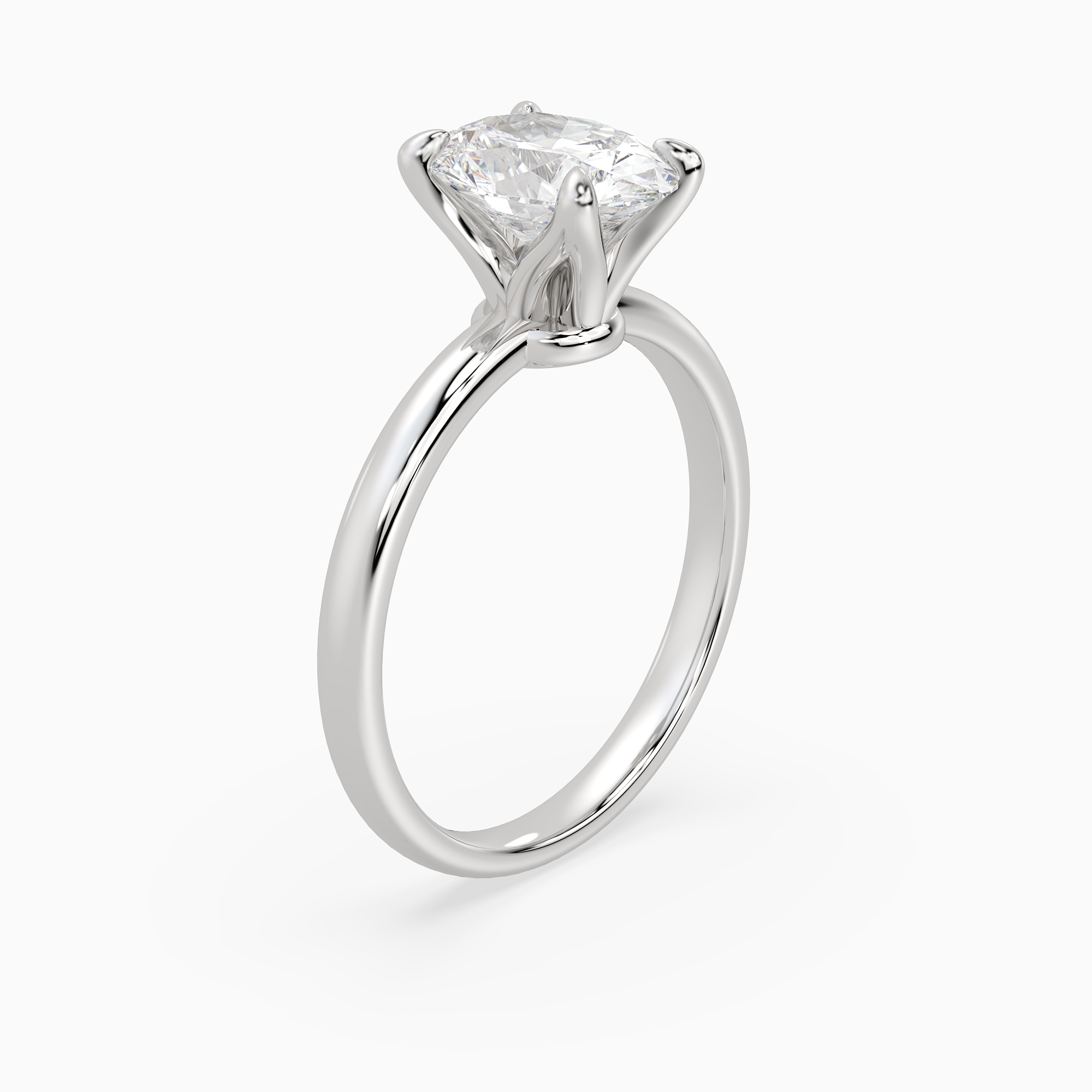 Oval Petite Classic Solitaire in 14K White Gold angled