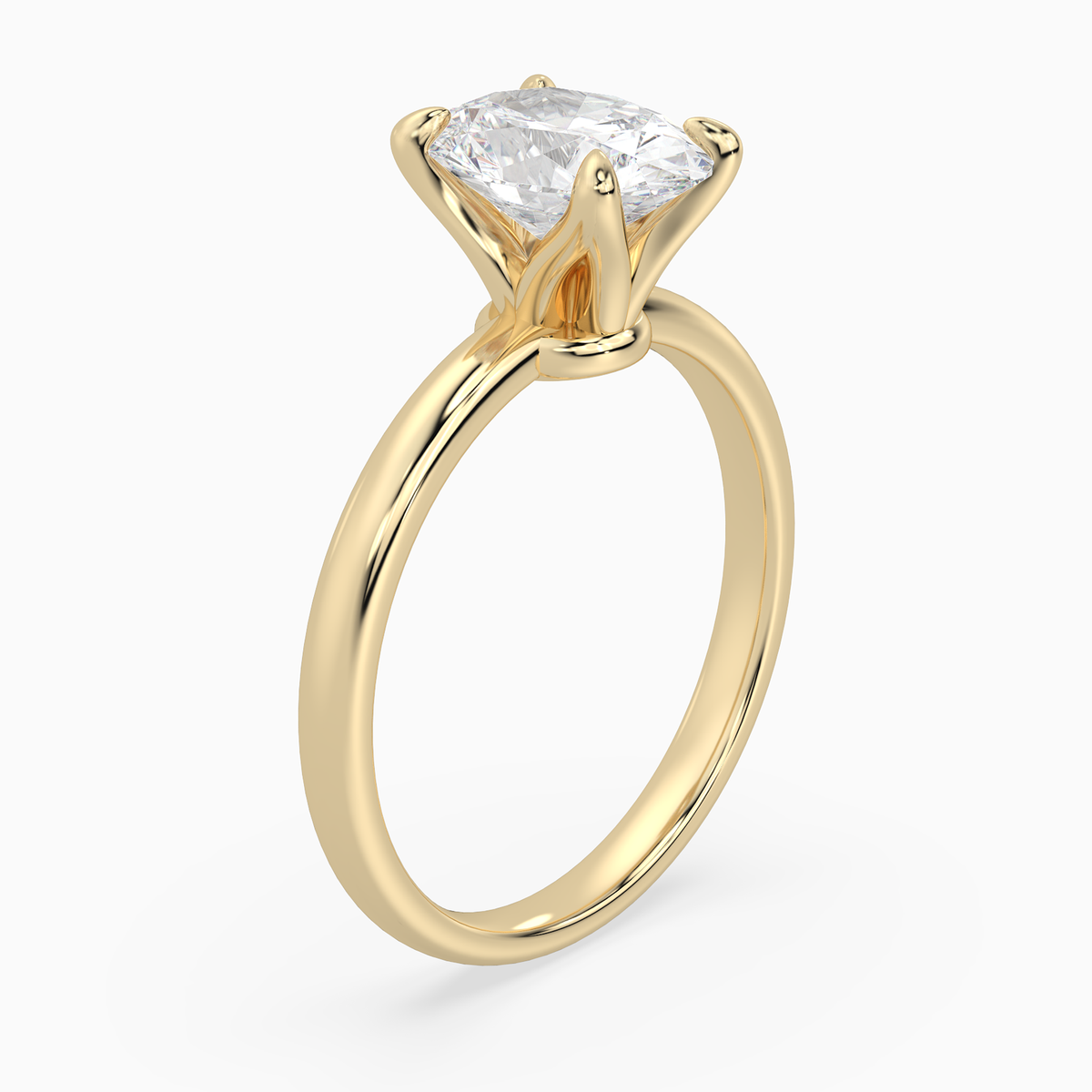 Oval Petite Classic Solitaire in 18K Yellow Gold angled