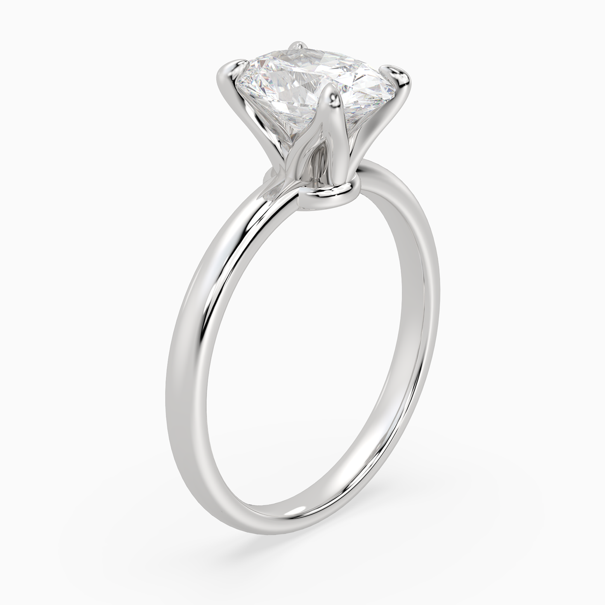 Oval Petite Classic Solitaire in Platinum angled