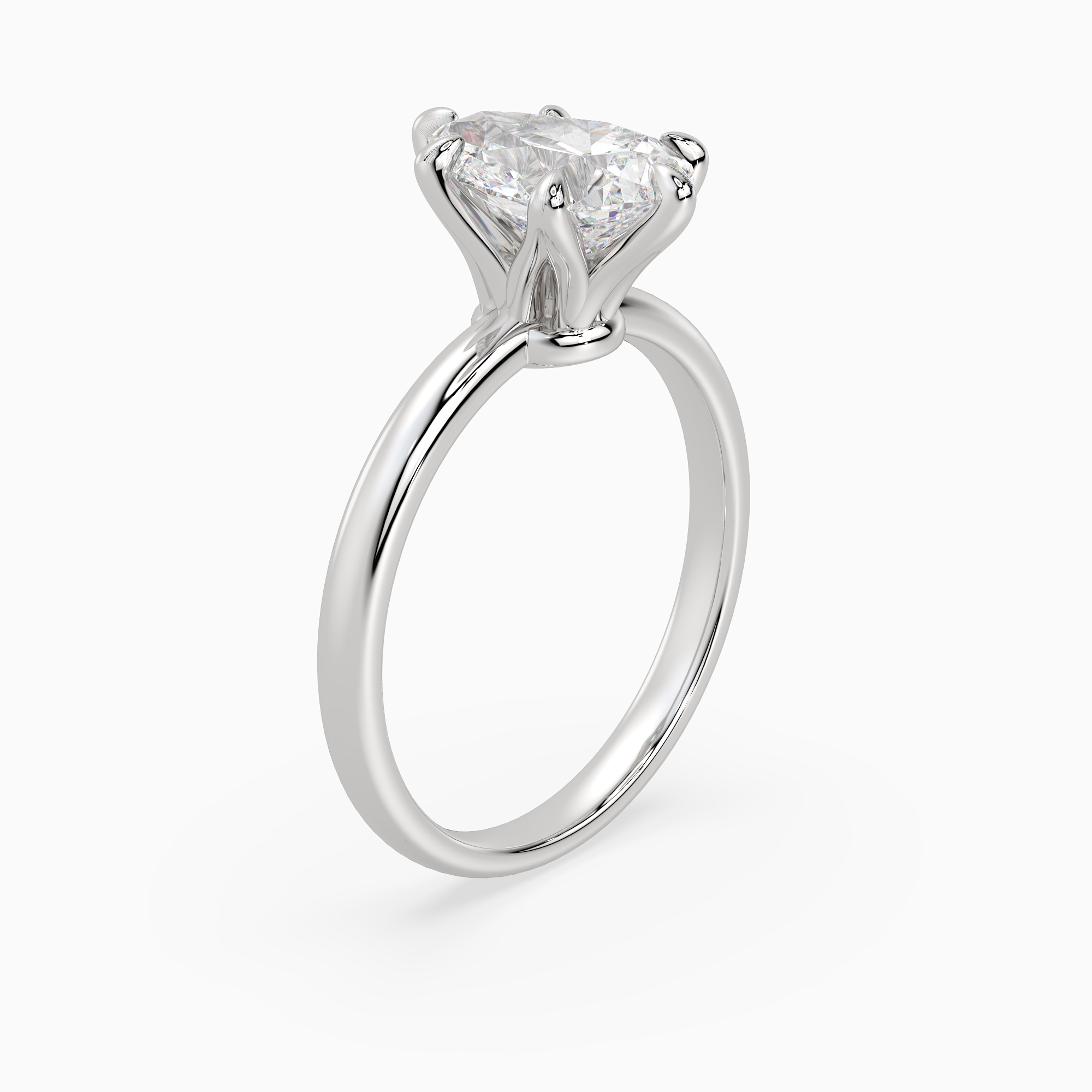 Pear Petite Classic Solitaire in 14K White Gold angled