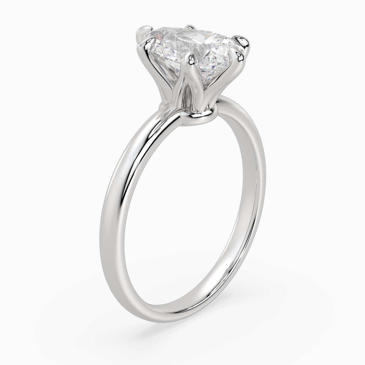 Pear Petite Classic Solitaire in 14K White Gold angled