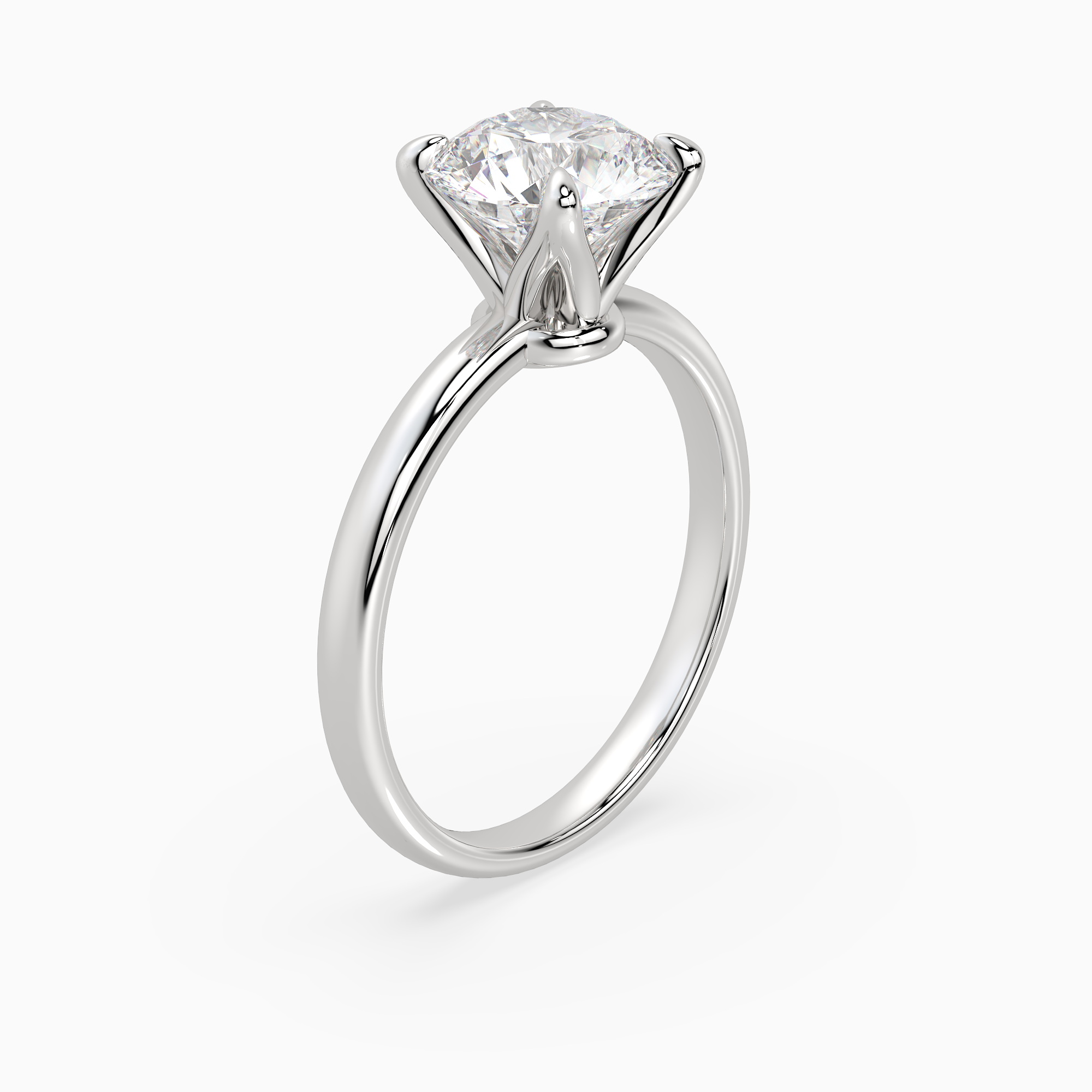 Round Petite Classic Solitaire in 14K White Gold angled