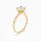 Cushion Hidden Halo Crown Clean in 14K Yellow Gold angled
