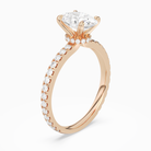 Oval Hidden Halo Crown Pavé in 14K Rose Gold angled