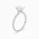 Oval Hidden Halo Crown Pavé in 18K White Gold angled