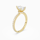 Pear Hidden Halo Crown Pavé in 18K Yellow Gold angled