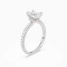Emerald Hidden Halo Crown Petite Pavé in Platinum angled