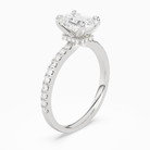 Emerald Hidden Halo Crown Petite Pavé in Platinum angled