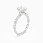 Oval Hidden Halo Crown Petite Pavé in Platinum angled