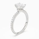 Oval Hidden Halo Crown Petite Pavé in Platinum angled
