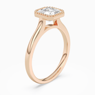 Asscher Milgrain Bezel Solitaire in 14K Rose Gold angled