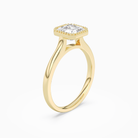 Asscher Milgrain Bezel Solitaire in 14K Yellow Gold angled