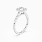 Asscher Milgrain Bezel Solitaire in Platinum angled