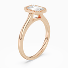 Emerald Milgrain Bezel Solitaire in 14K Rose Gold angled