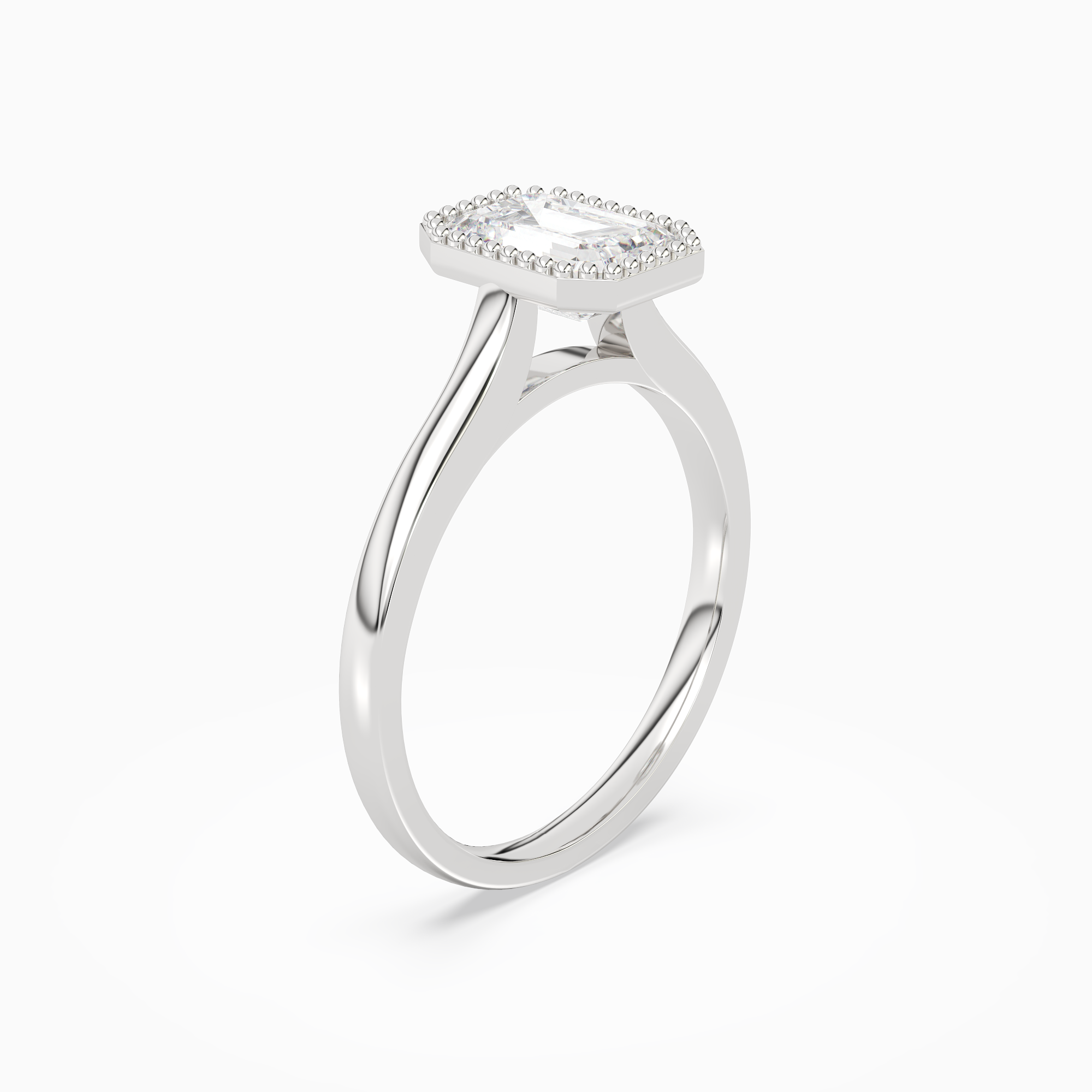 Emerald Milgrain Bezel Solitaire in Platinum angled