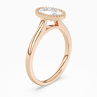 Oval Milgrain Bezel Solitaire in 14K Rose Gold angled