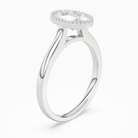 Oval Milgrain Bezel Solitaire in 18K White Gold angled