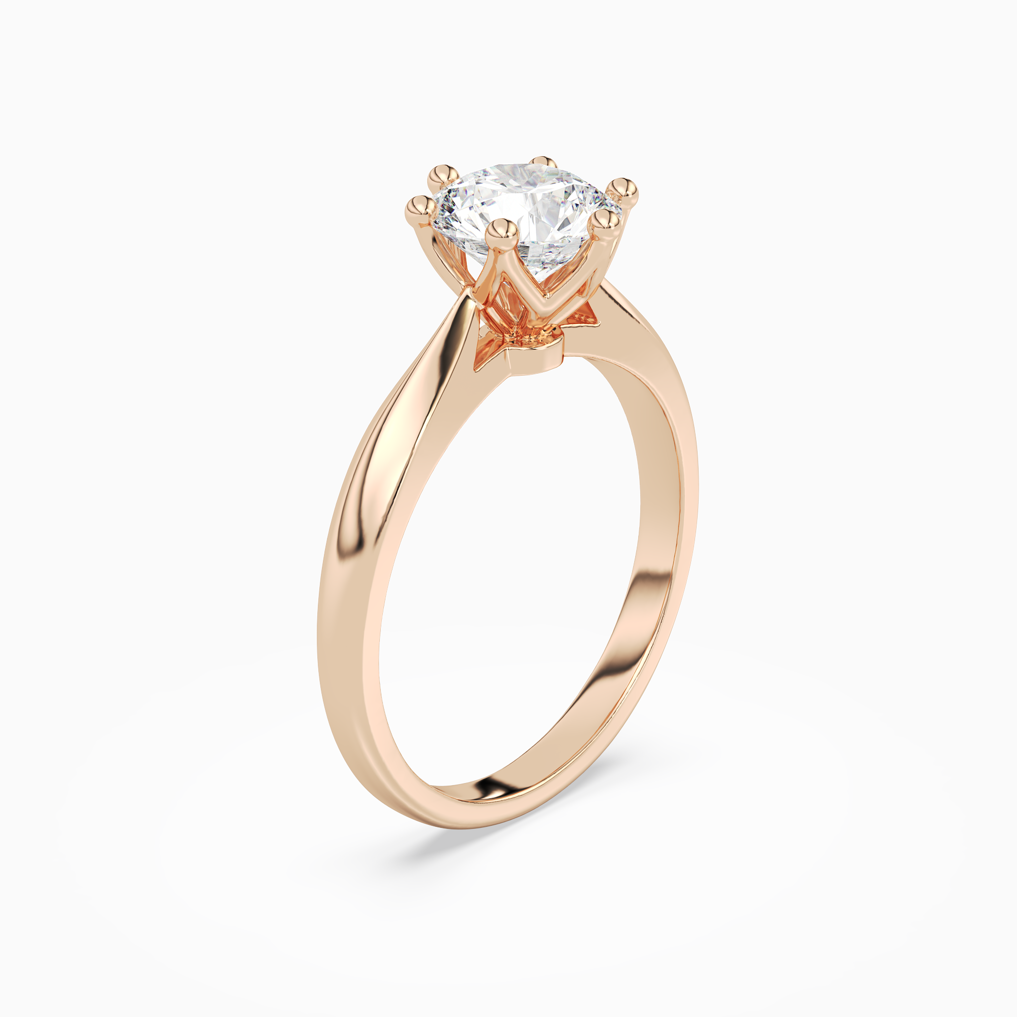 Round Classic Knife-Edge Solitaire in 14K Rose Gold angled