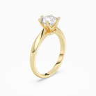 Round Classic Knife-Edge Solitaire in 14K Yellow Gold angled