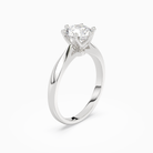Round Classic Knife-Edge Solitaire in 18K White Gold angled