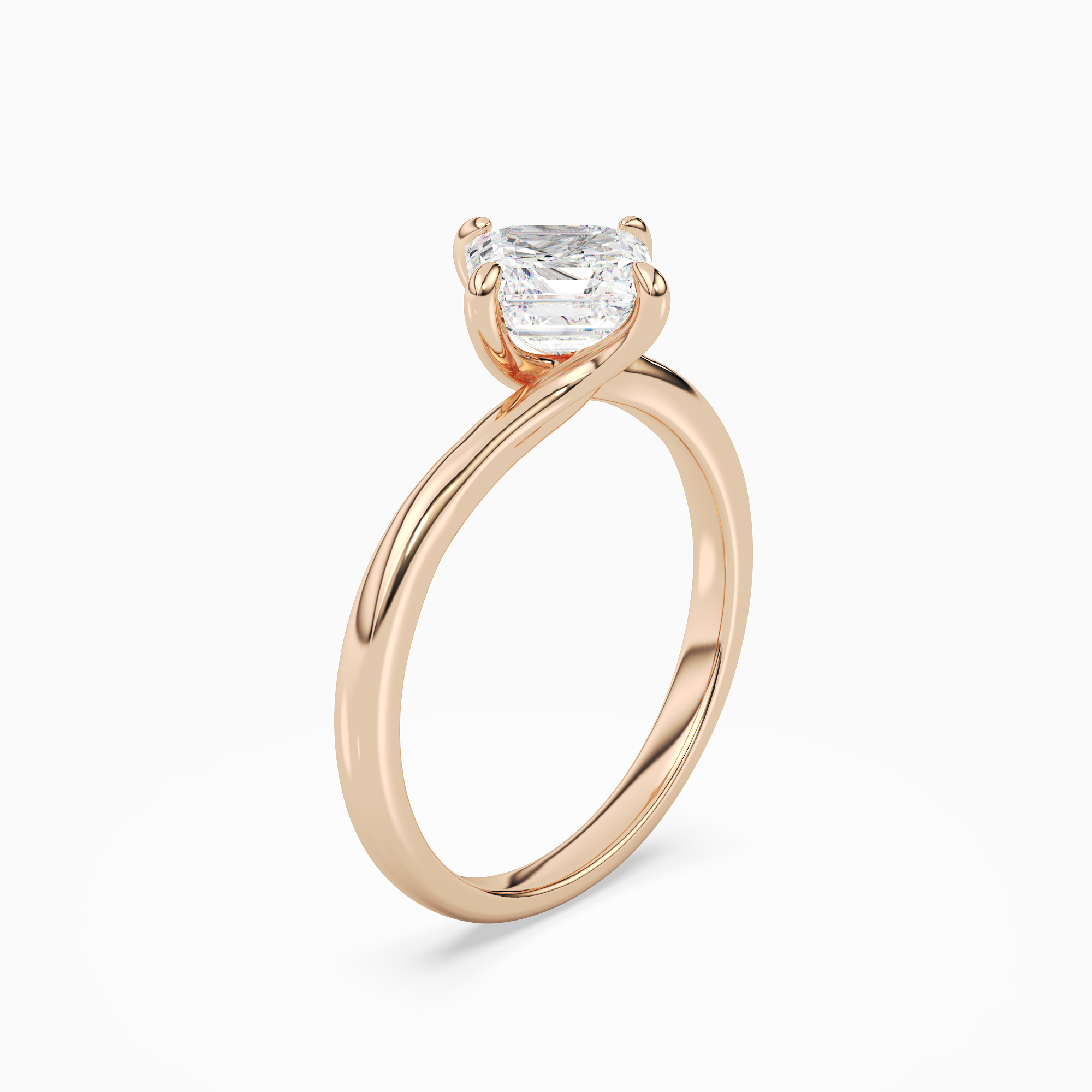 Asscher Bypass Solitaire in 14K Rose Gold angled