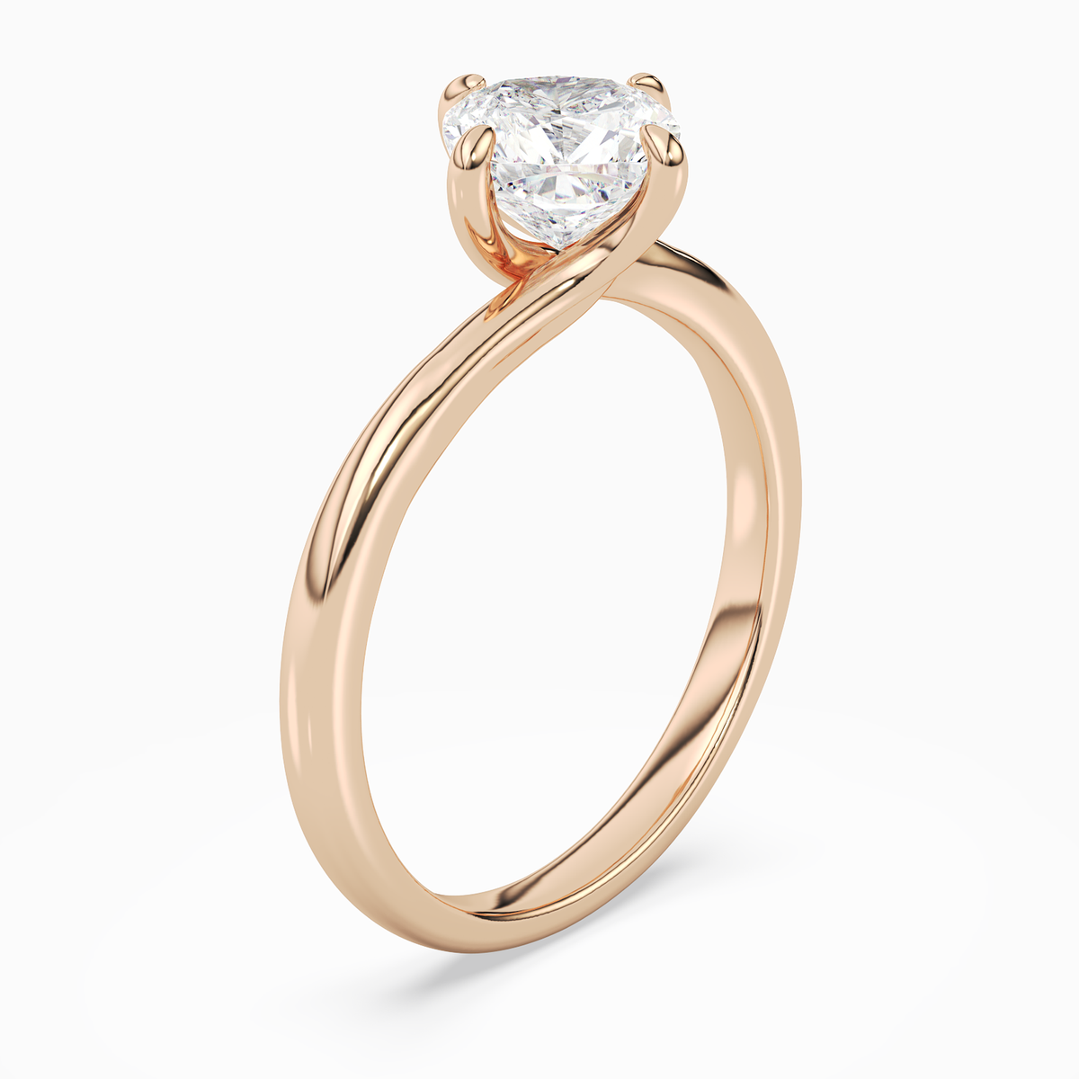 Cushion Bypass Solitaire in 14K Rose Gold angled