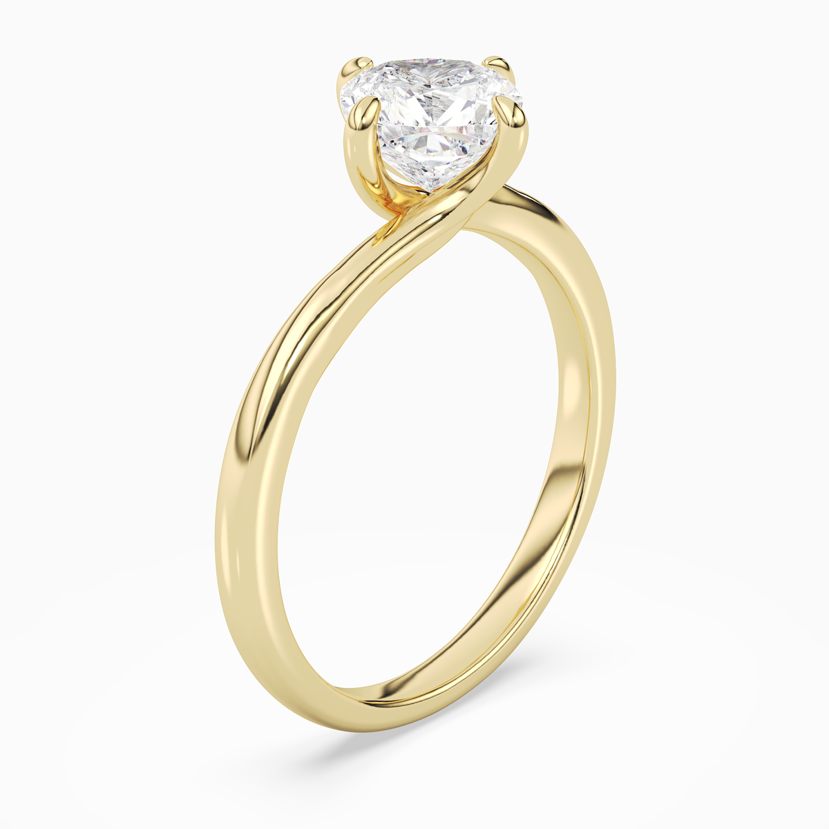 Cushion Bypass Solitaire in 14K Yellow Gold angled