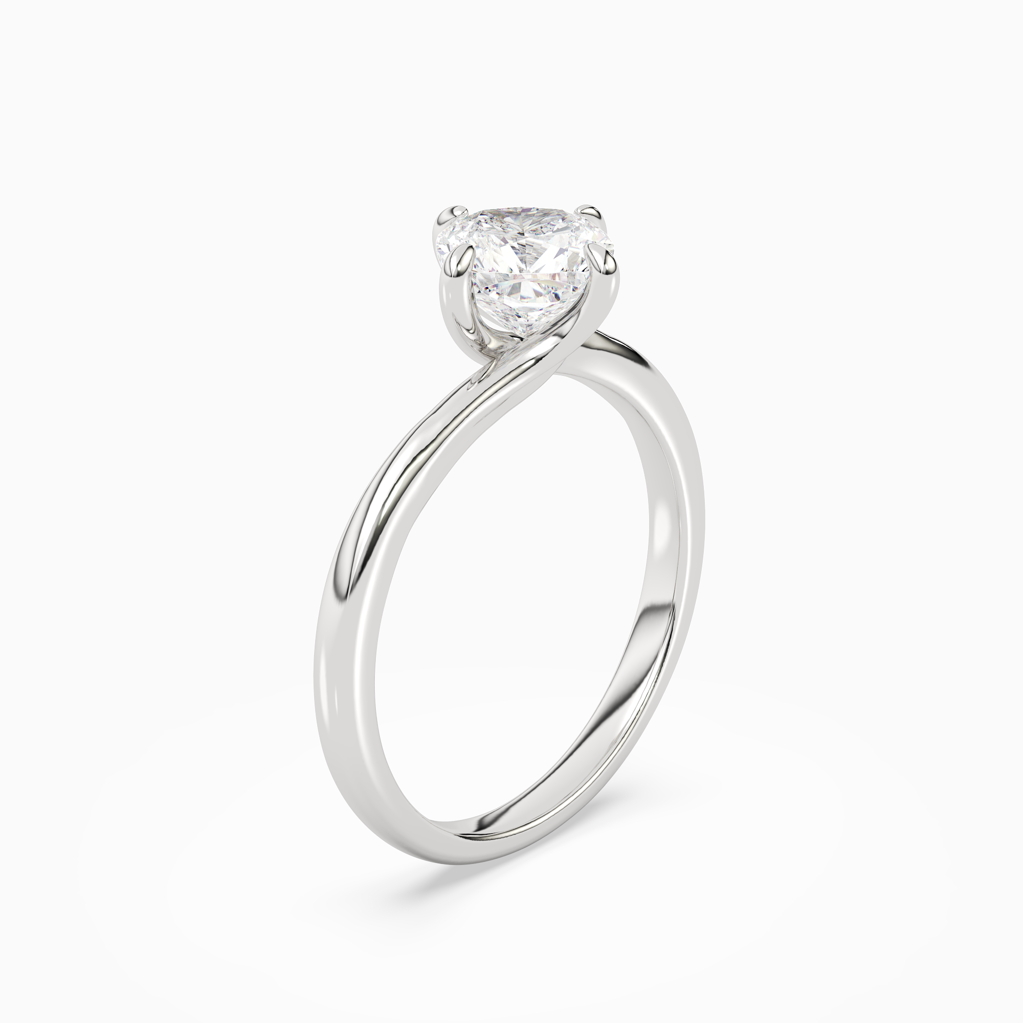 Cushion Bypass Solitaire in Platinum angled