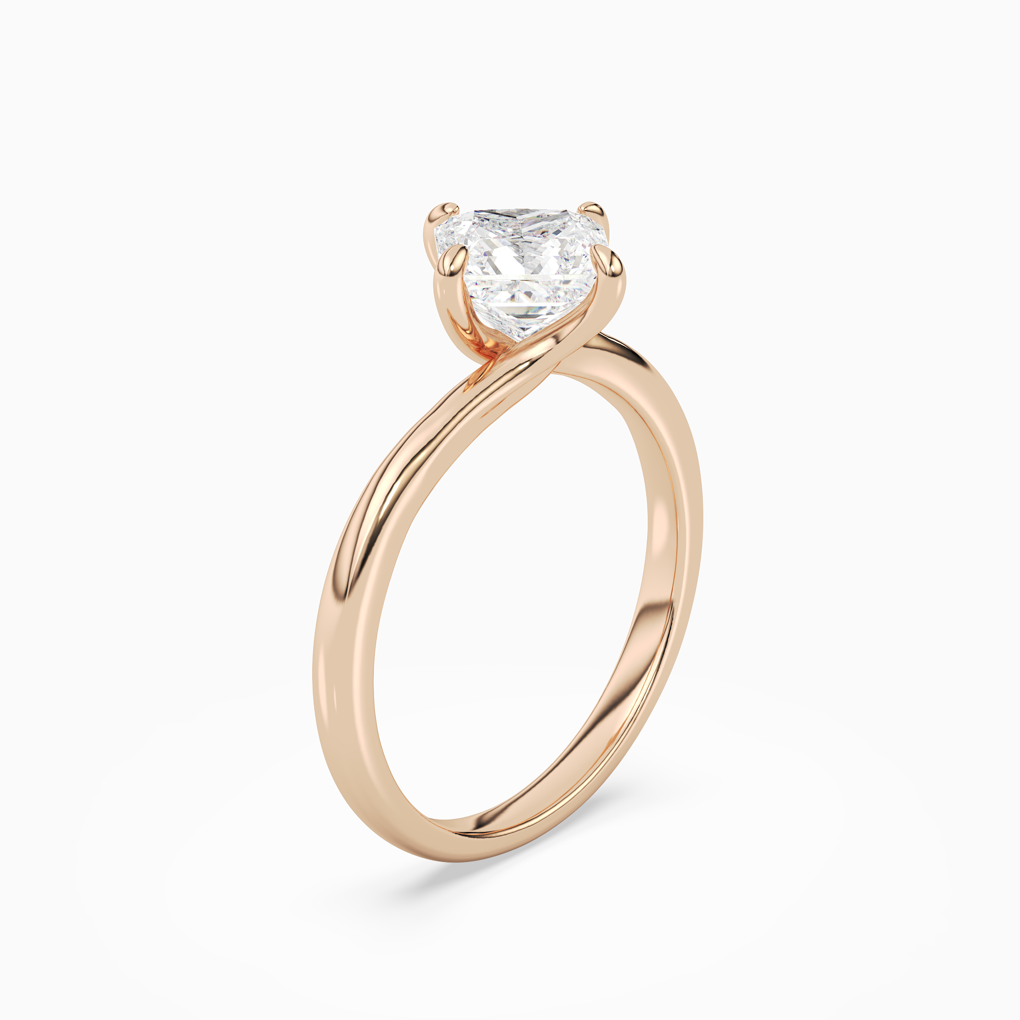 Princess Bypass Solitaire in 14K Rose Gold angled