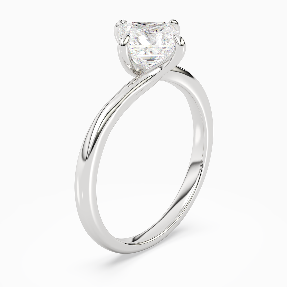 Princess Bypass Solitaire in 14K White Gold angled