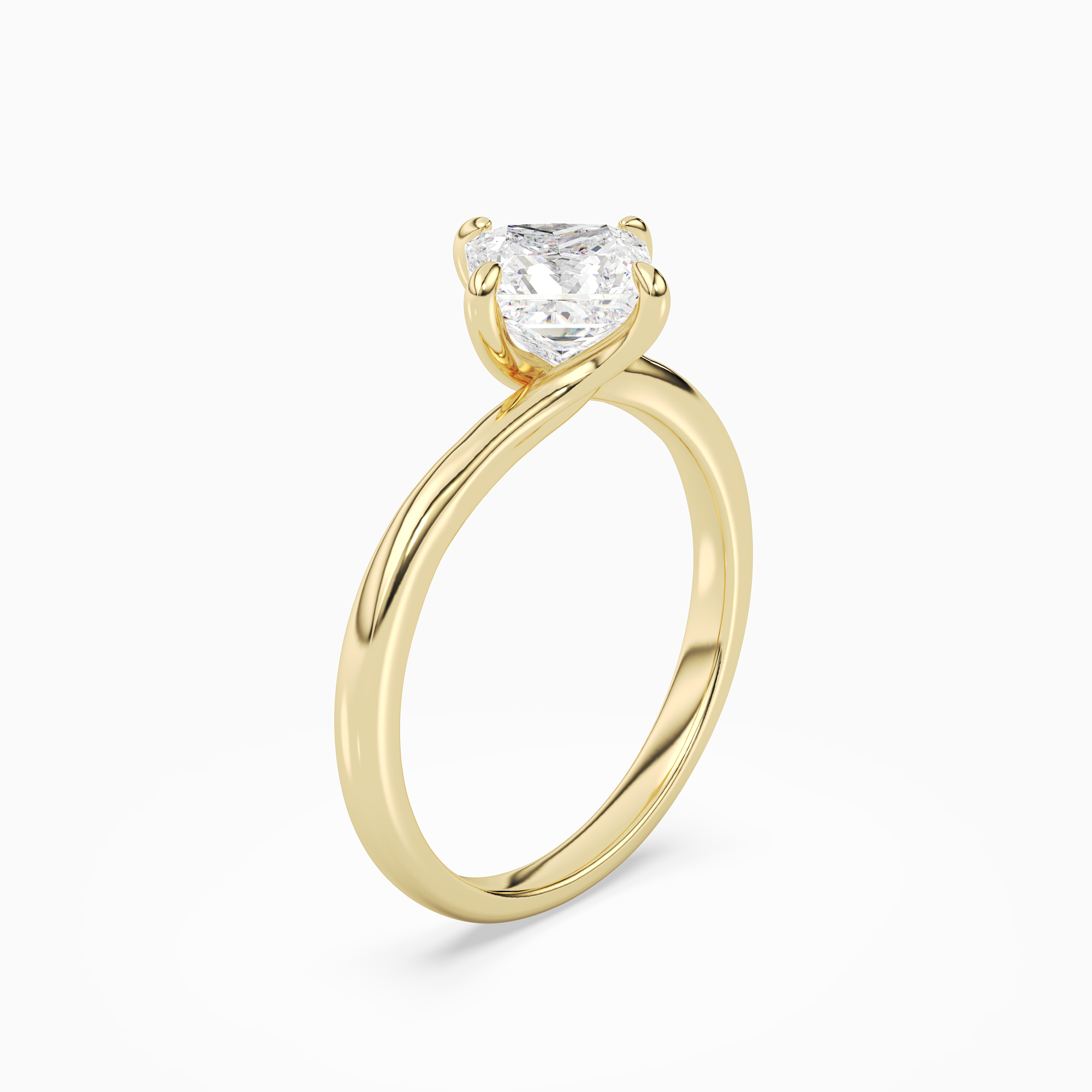 Princess Bypass Solitaire in 18K Yellow Gold angled