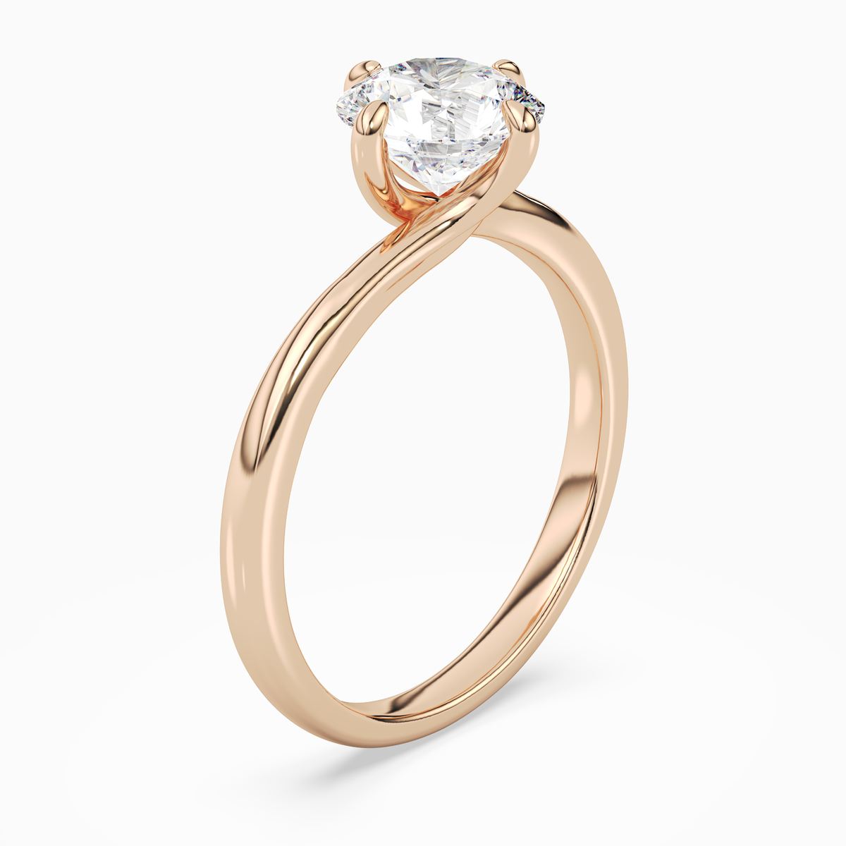 Round Bypass Solitaire in 14K Rose Gold angled