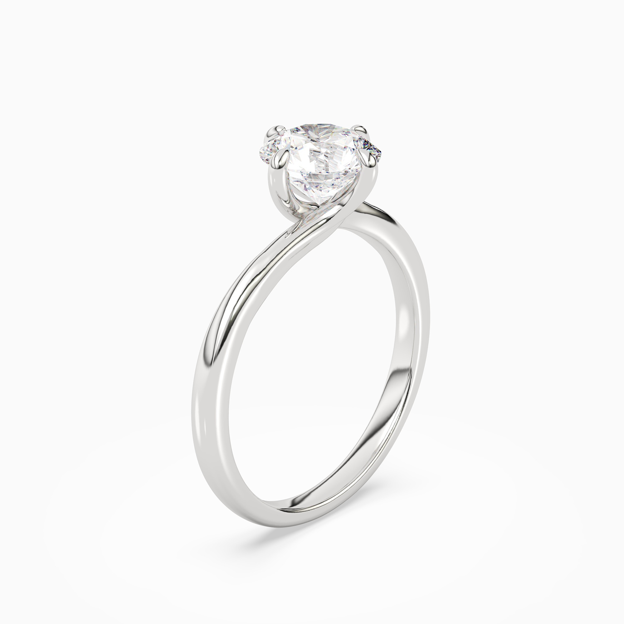 Round Bypass Solitaire in 14K White Gold angled