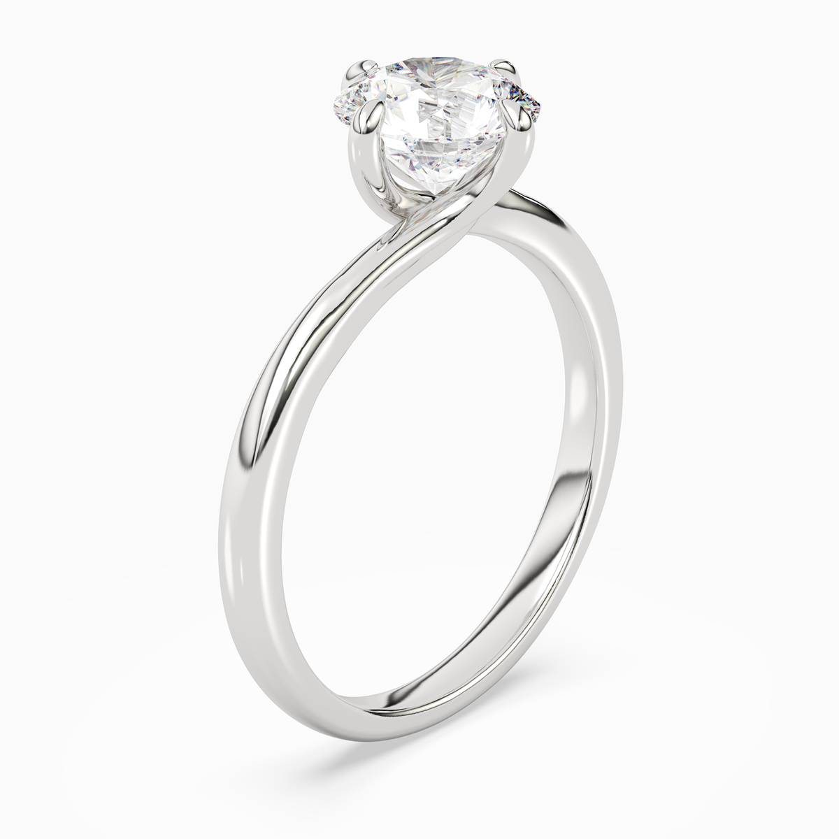 Round Bypass Solitaire in 14K White Gold angled