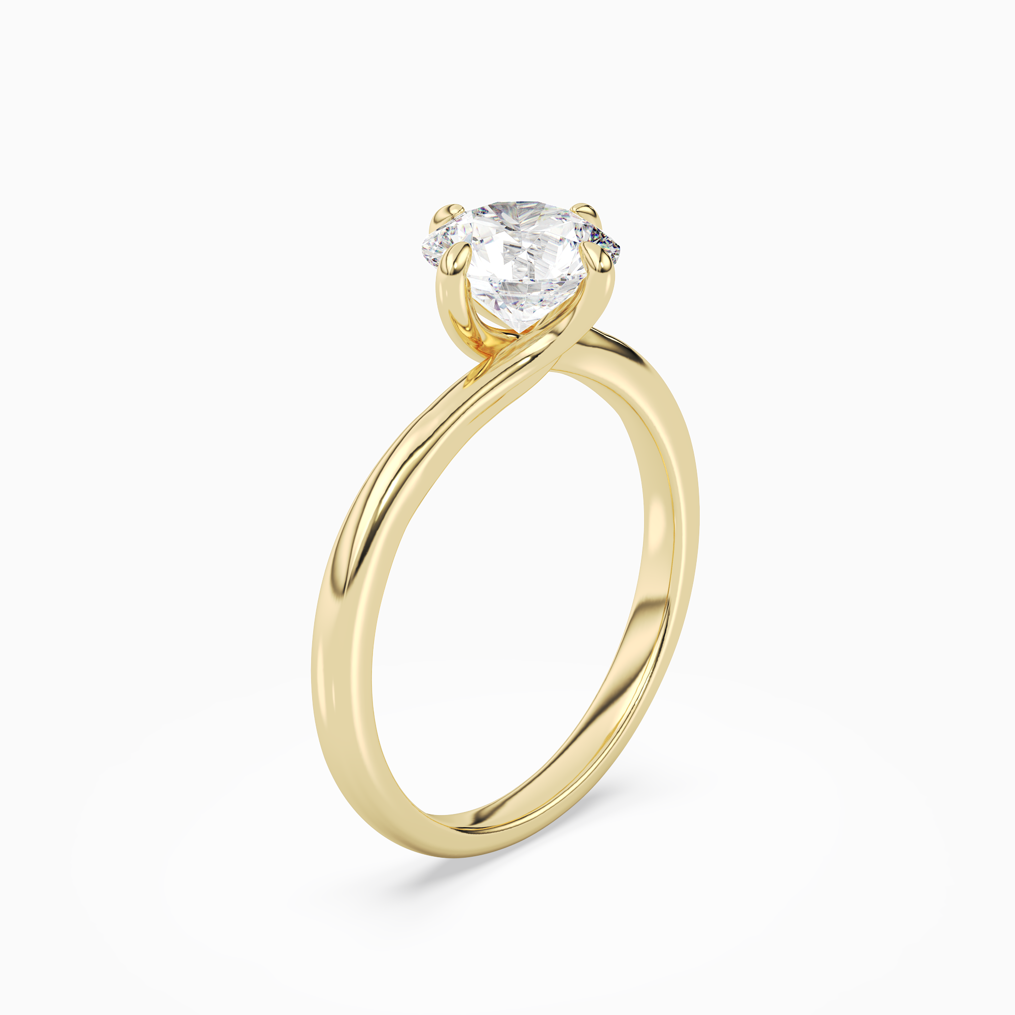 Round Bypass Solitaire in 14K Yellow Gold angled