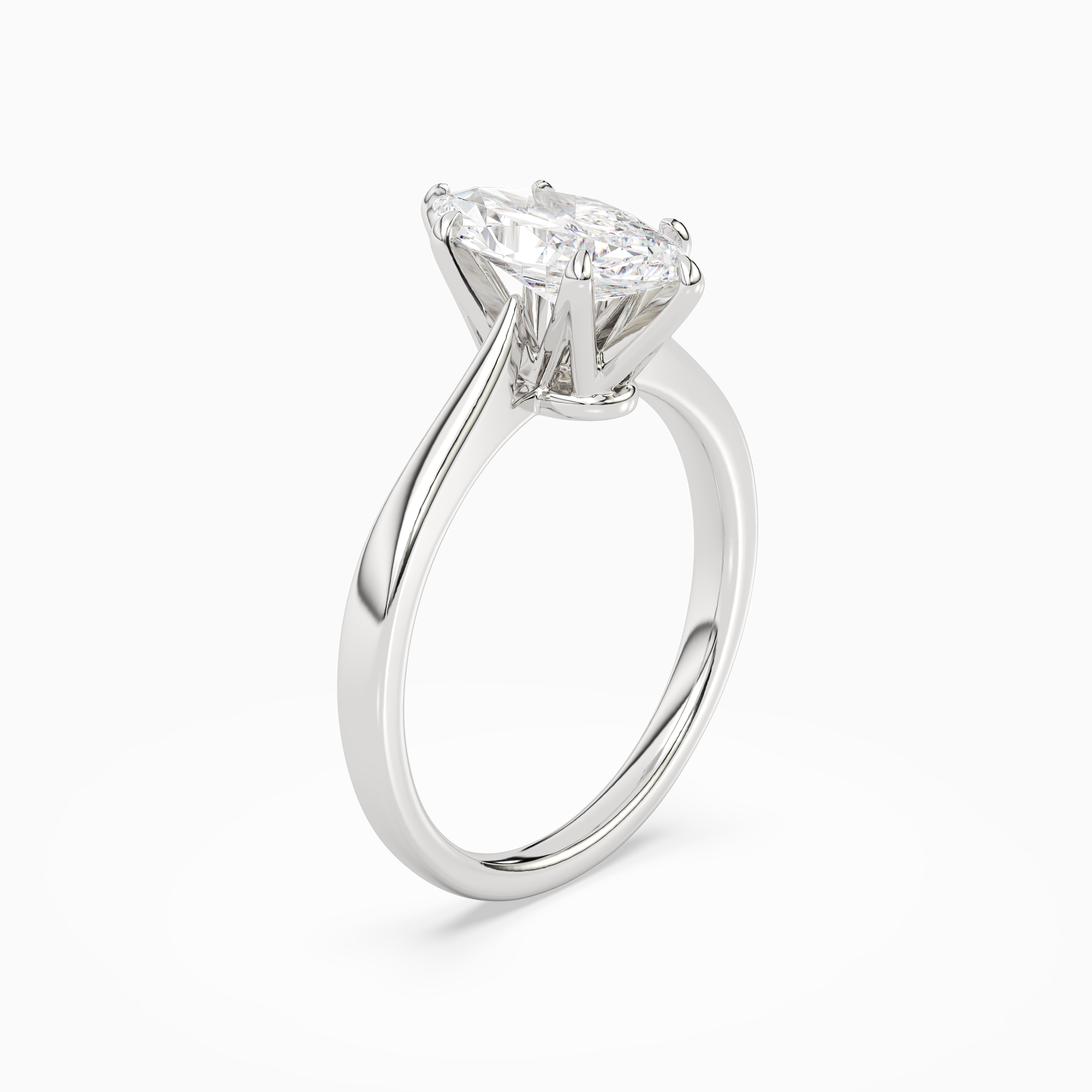 Marquise Tapered Solitaire in 14K White Gold angled