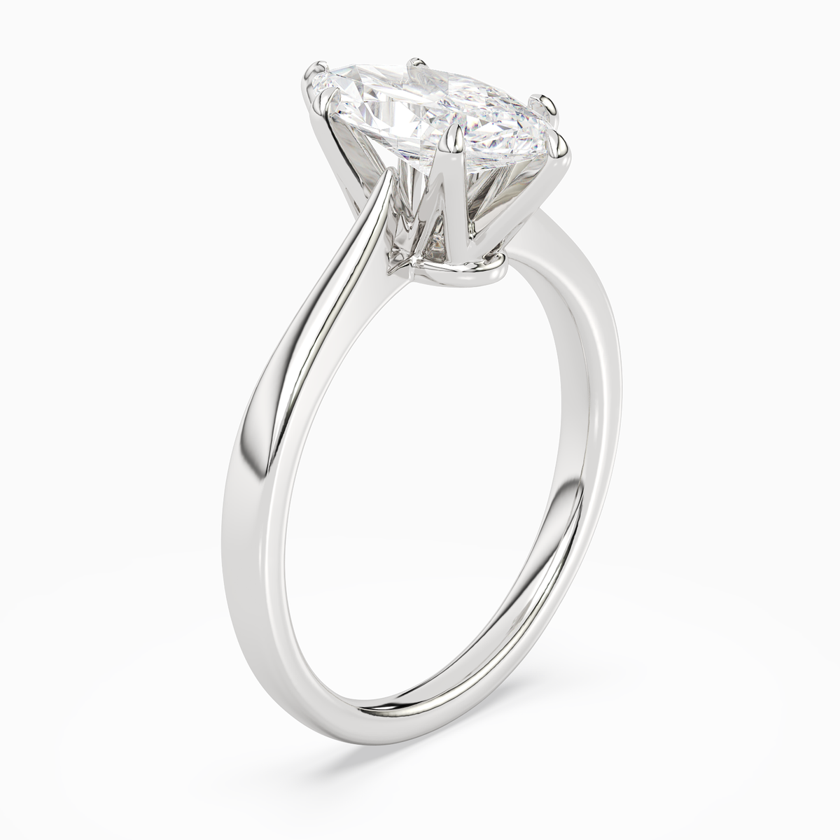 Marquise Tapered Solitaire in 14K White Gold angled