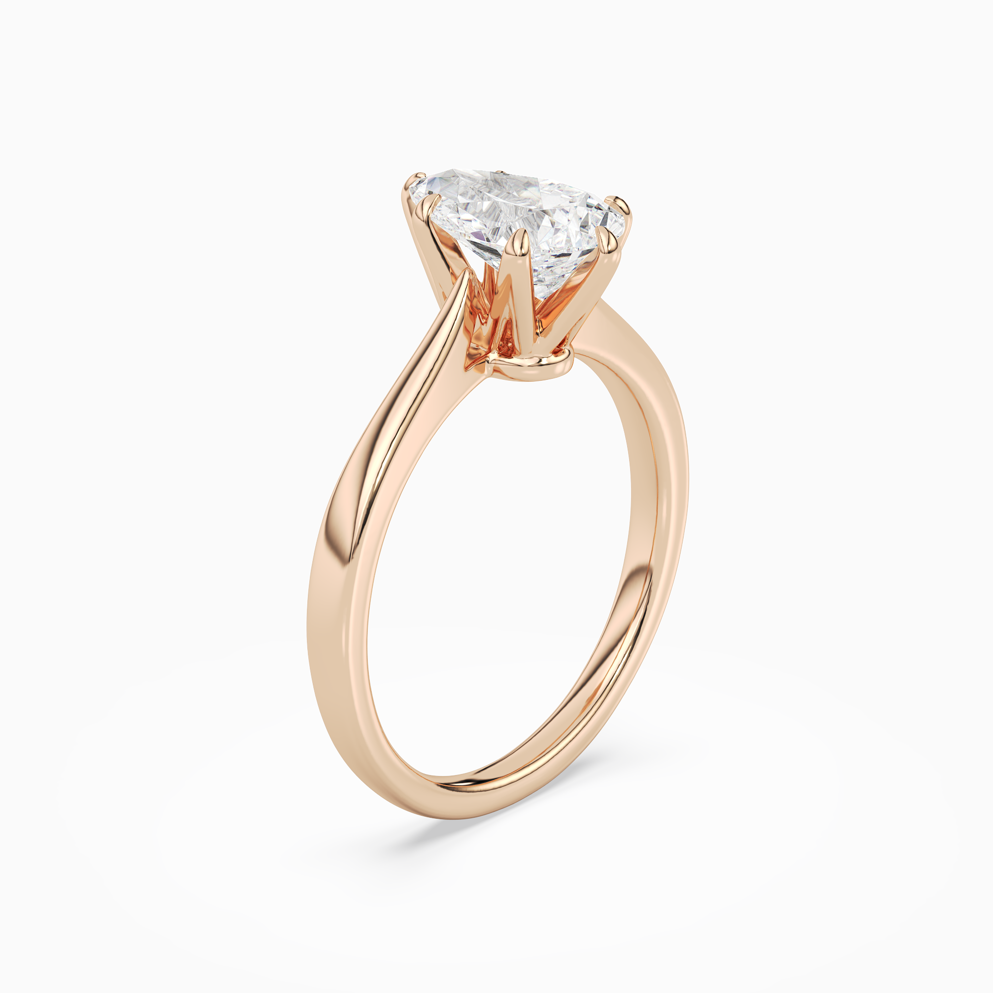 Pear Tapered Solitaire in 14K Rose Gold angled