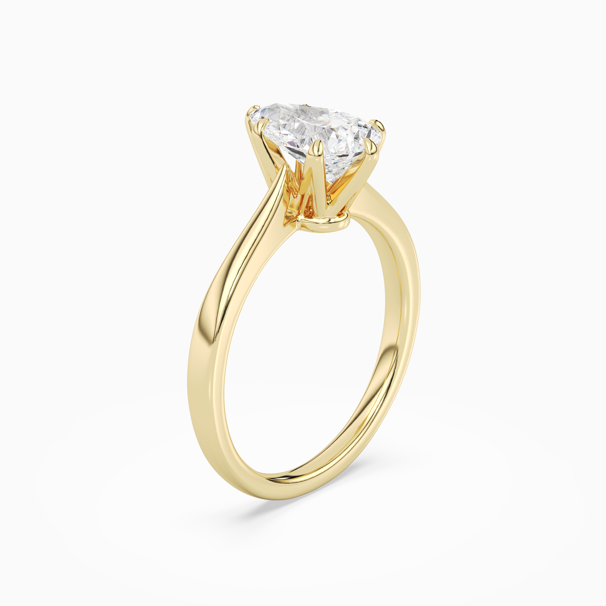 Pear Tapered Solitaire in 18K Yellow Gold angled