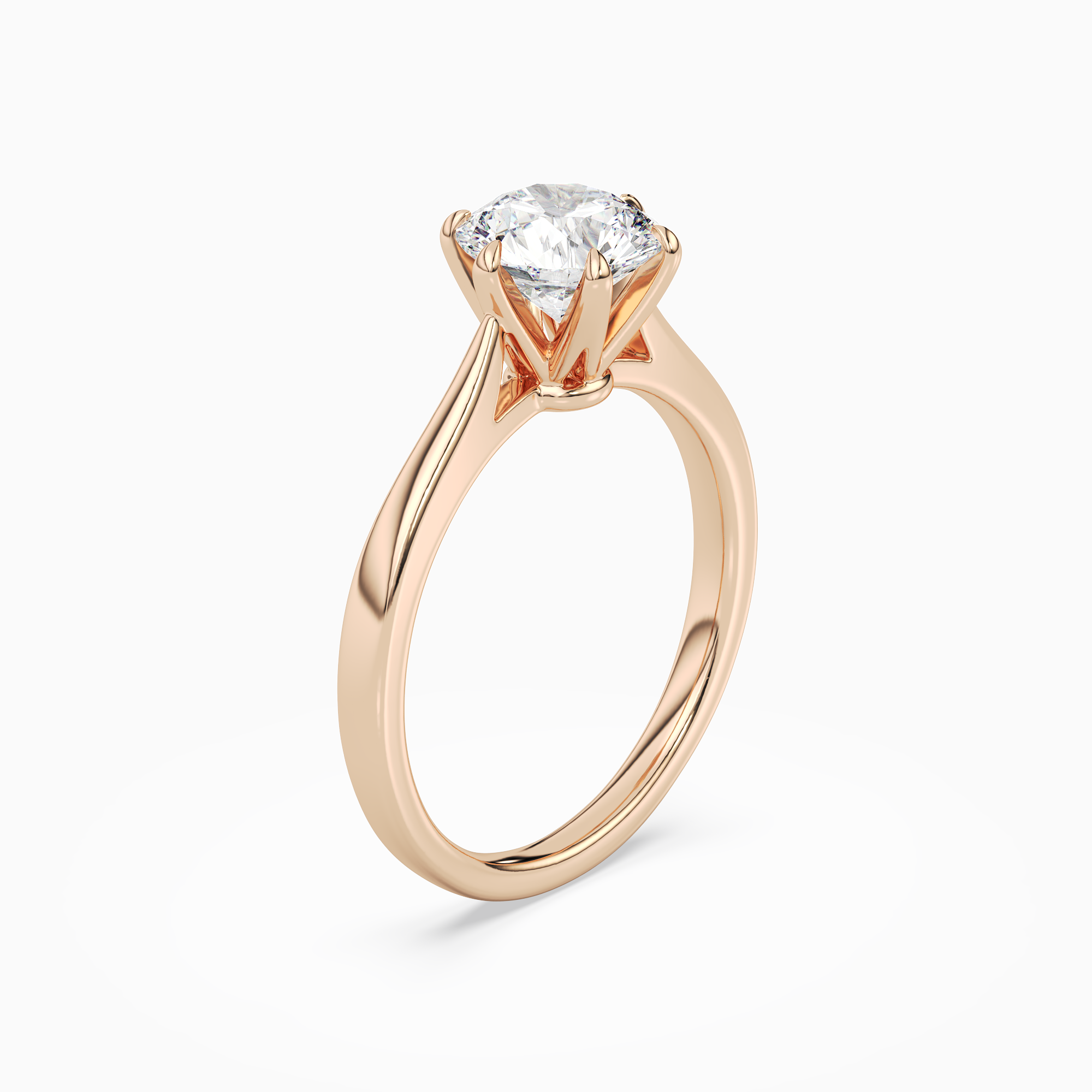 Round Tapered Solitaire in 14K Rose Gold angled