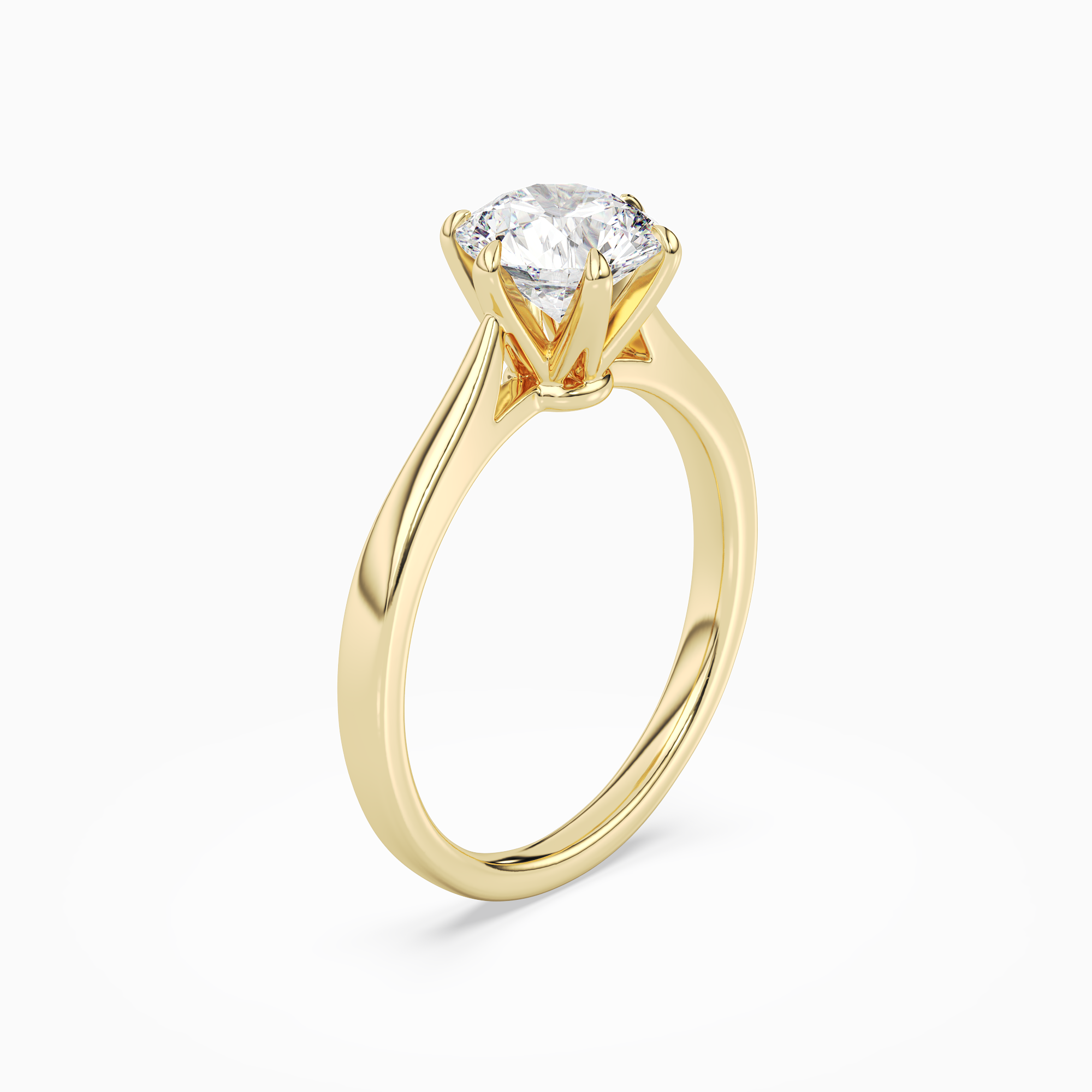 Round Tapered Solitaire in 18K Yellow Gold angled