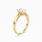 Oval Milgrain Edge Solitaire in 14K Yellow Gold angled